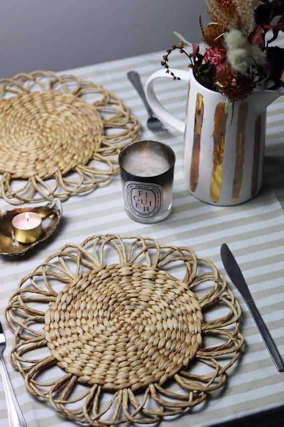 Wicker Scallop Table Mat Straw Table Mat Wedding Table Etsy UK