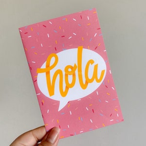 Hola Greeting Card – Spanish Hello Card – 4x6 Blank Card with Envelope – Bilingual Greeting