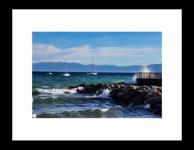 Sailboats on Lake Tahoe California Nevada Landscape West Coast Nature Wall Art Photograph Print