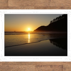Ecola State Park | Oregon Coast PNW Sunsets Seascape Landscape Folded Blank Embossed Greeting Note Card - Photography Gifts Stationery