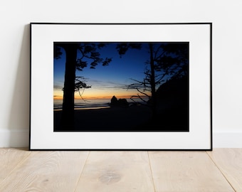 Arcadia Beach Sunset Dusk Oregon Coast Pacific Northwest Pacific Northwest PNW Nature - Wall Art Photograph Print
