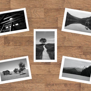 Black & White Moments Folded Blank Embossed Greeting Note Card Set of 5 - Photography Gifts Stationery