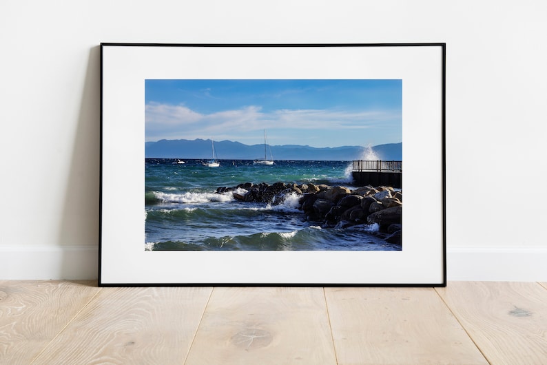 Sailboats on Lake Tahoe California Nevada Landscape West Coast Nature Wall Art Photograph Print