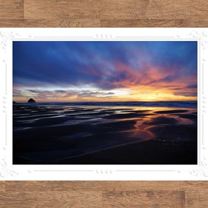 Tierra Del Mar | Oregon Coast PNW Sunsets Seascape Landscape Folded Blank Embossed Greeting Note Card - Photography Gifts Stationery