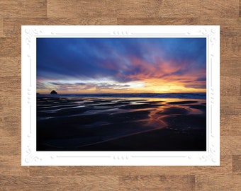 Tierra Del Mar | Oregon Coast PNW Sunsets Seascape Landscape Folded Blank Embossed Greeting Note Card - Photography Gifts Stationery