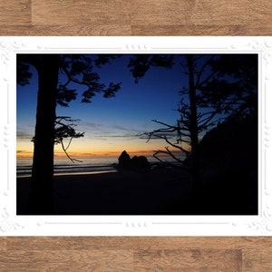 Arcadia Beach | Oregon Coast PNW Sunsets Seascape Landscape Folded Blank Embossed Greeting Note Card - Photography Gifts Stationery