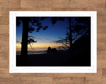 Arcadia Beach | Oregon Coast PNW Sunsets Seascape Landscape Folded Blank Embossed Greeting Note Card - Photography Gifts Stationery