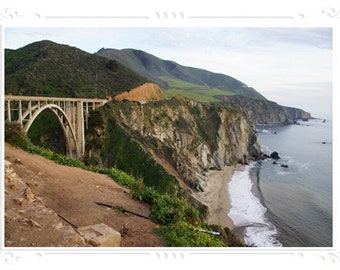 Bixby Creek Bridge | Big Sur | California Coast Seascape Landscape Folded Blank Embossed Greeting Note Card - Photography Gifts Stationery