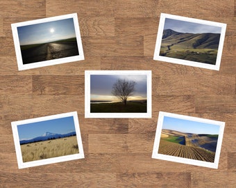 Eastern Landscapes of the Pacific Northwest Folded Blank Embossed Greeting Note Card Set of 5 - Photography Gifts Stationery