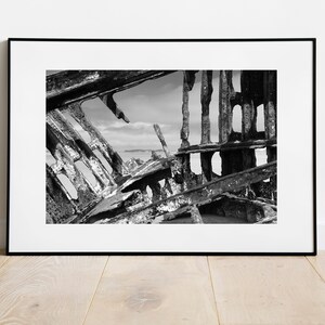 Peter Iredale Shipwreck Abstract Fort Stevens Oregon Coast Pacific Northwest PNW - Black and White Wall Art Photograph Print