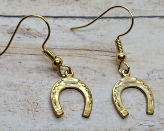Horseshoe Earrings - Lucky Charm Earrings - Horseshoe Jewelry - Horseshoe Earrings Dangle - Horse Lover Earrings - Silver Horseshoe Earring