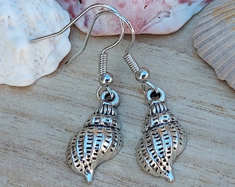 Conch Shell Earrings - Customizable - Silver Seashell Earrings - Shell Earrings Dangle - Beach Earrings - Shell Jewelry