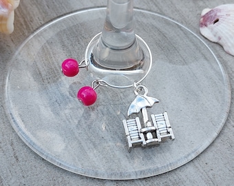 Beach Chair Wine Charm - Single Wine Charm - Beach Wine Charm - Tropical Wine Charm - Tropical Vacation Wine Charm - Wine Lover Gift