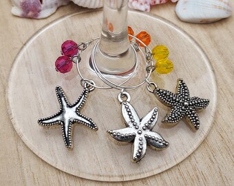 Starfish Wine Glass Charm - Individual Wine Charms - Tropical Wine Charms - Starfish Lover Gift - Wine Lover Gift