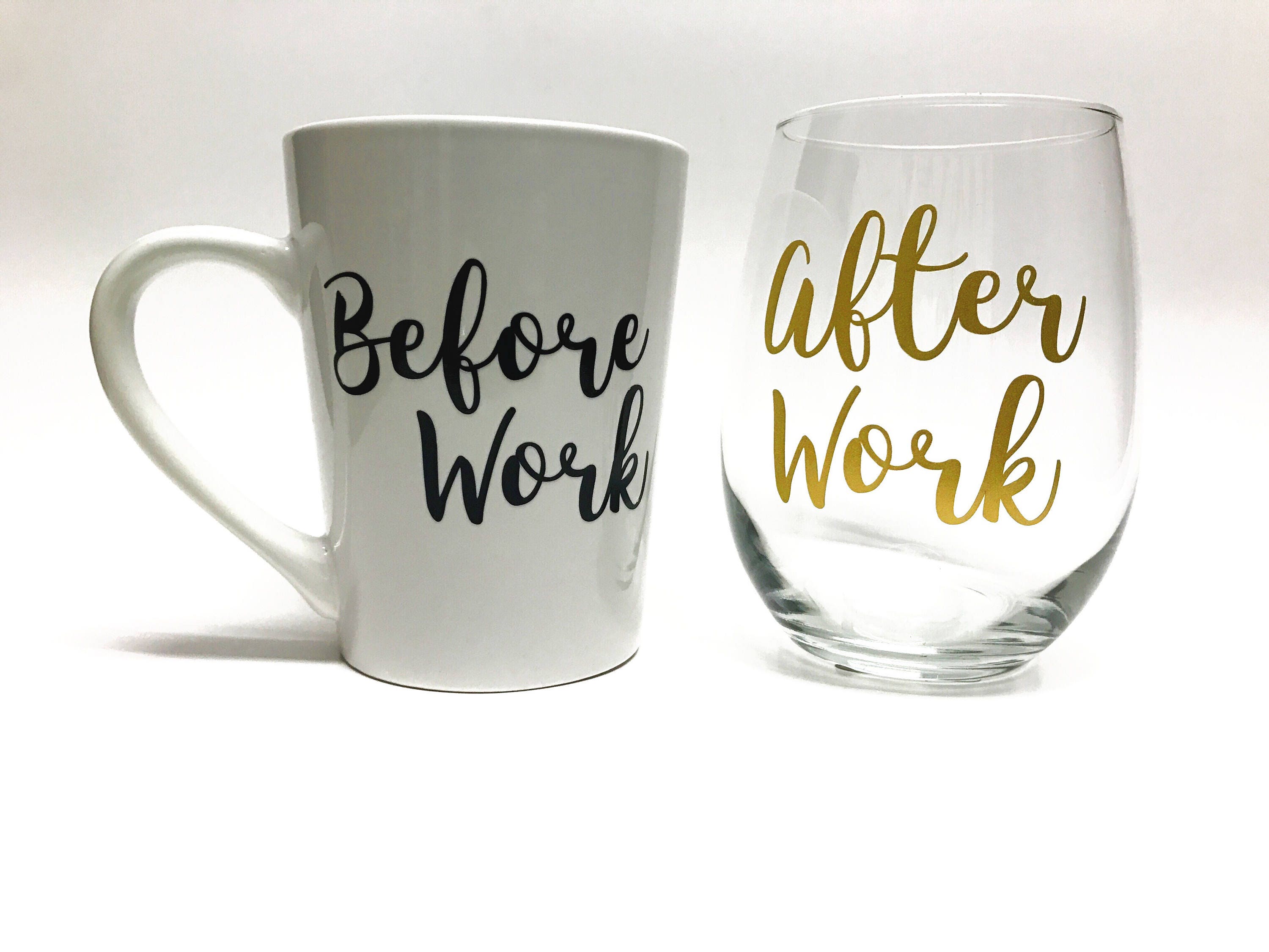 Coffee Mug and Wine Glass Set Before and After Work Cups Etsy