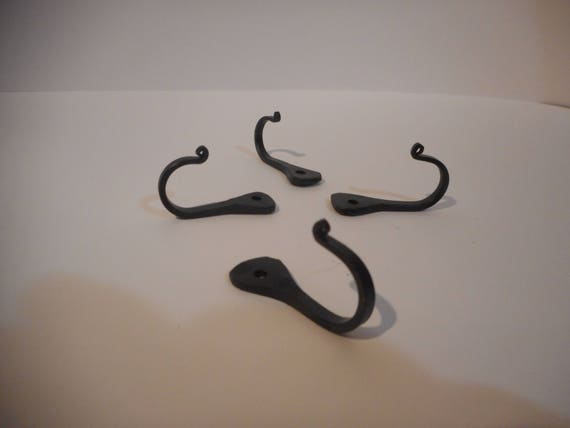6 Hand Forged Decorative Black Hooks 4cm Long With 2cm Wide Etsy