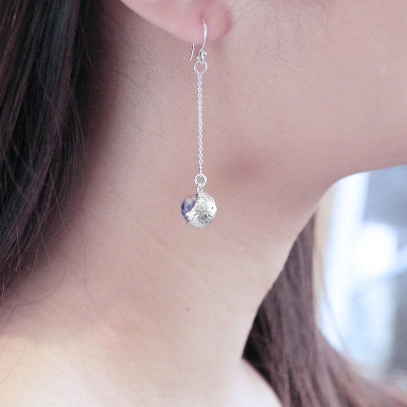 Sterling Silver Man In The Moon Earrings