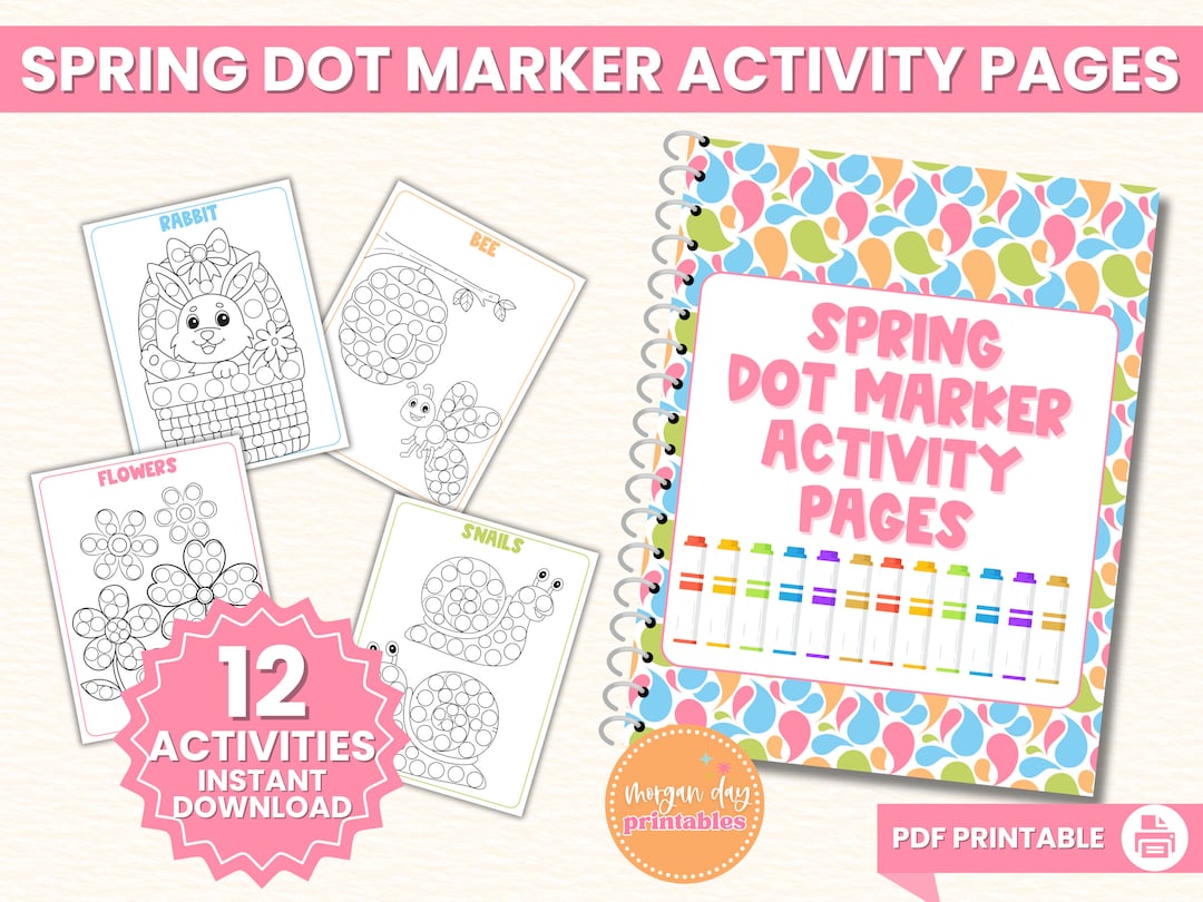 Dot Maker Coloring Pages, Spring Dot Marker Printables, Kids Activity ...