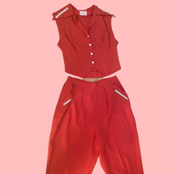 Vintage 1940s Deadstock Womens Pant Suit Two Piece Set Etsy