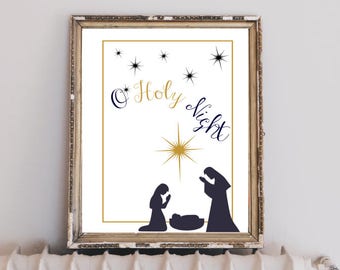 Christmas Printable - O Holy Night - Nativity Scene