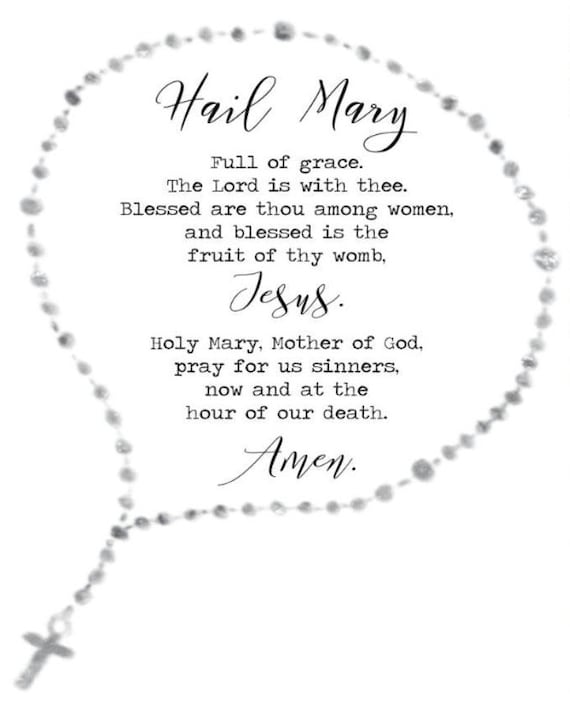 Hail Mary Prayer - Digital Download- Catholic Printable- Rosary Printable -  Etsy UK