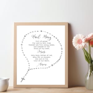 Hail Mary Prayer - Digital Download- Catholic Printable- Rosary Printable