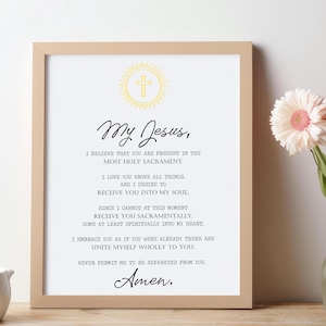 Catholic Act of Spiritual Communion- Eucharistic Printable- Eucharist