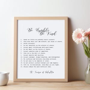 St Teresa of Calcutta - Rules of Humility - Digital Print