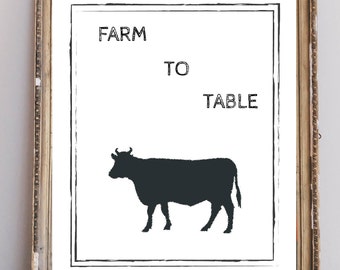 Farmhouse Style Printable- Farm to Table - Kitchen Printable