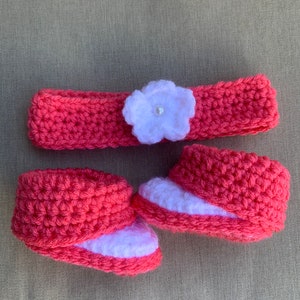Baby Shoes, Newborn Booties, Baby Booties, Baby Headband, Baby Girl Booties, Pink Baby Booties, Newborn Baby Shoes,