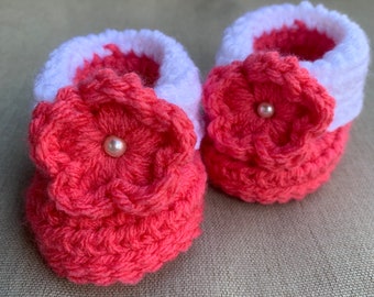 Pink Crochet Baby Girl Shoes, Baby Booties, Newborn Girl Booties, Newborn Shoes, Newborn Baby Shoes, Booties Baby, Crochet Baby Booties