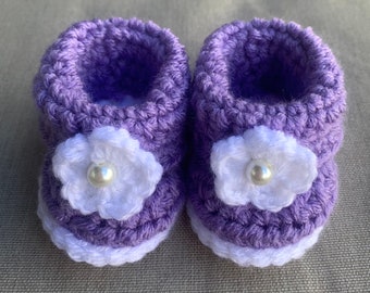Homecoming Crochet Baby Booties Outfit, Infant Baby Booties, Baby Shower Gift, Baby Girl Shoes, Newborn Girl Booties, Crocheted Shoes