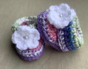 Crocheted Baby Girl Booties Gift, Baby Shoes Crochet, Baby Shower Newborn Girl Booties, Baby Girl Booties, Newborn Shoes, Newborn Baby Shoe