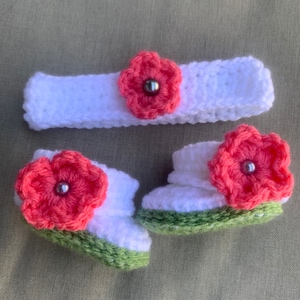 Baby Booties Girl, Newborn Booties Crochet, Baby Headband and Shoes, Baby Girl Shoes, Newborn Shoes Girl, Booties Baby, Crocheted Booties