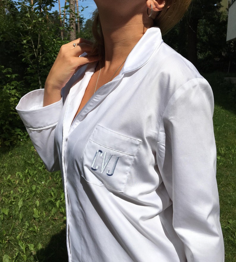 White bridal cotton pajamas long sleeve pajama set woman Etsy