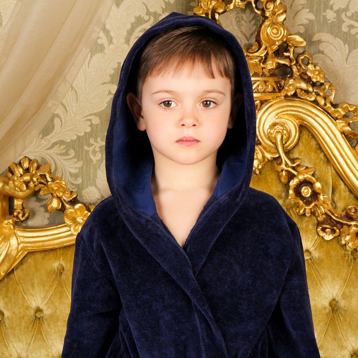 Boy's Hooded Bath Robe Boys Cotton Bathrobe Toddler Etsy