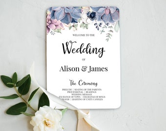 wedding program fan etsy