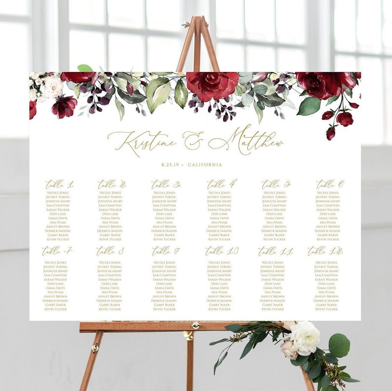 Etsy Wedding Seating Chart Template