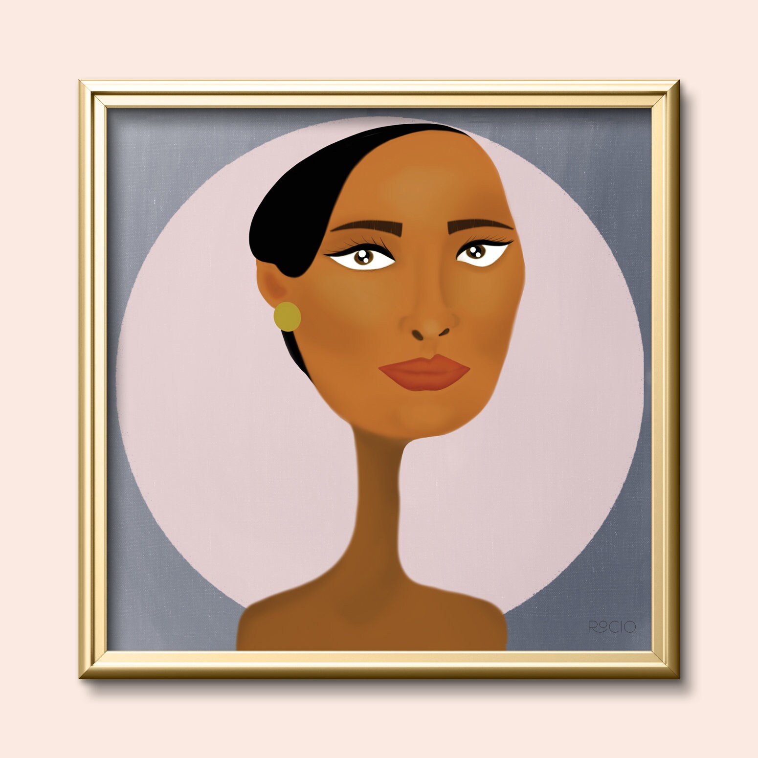 A Lady With A Long Neck Art Print 12 x 12 inch Etsy