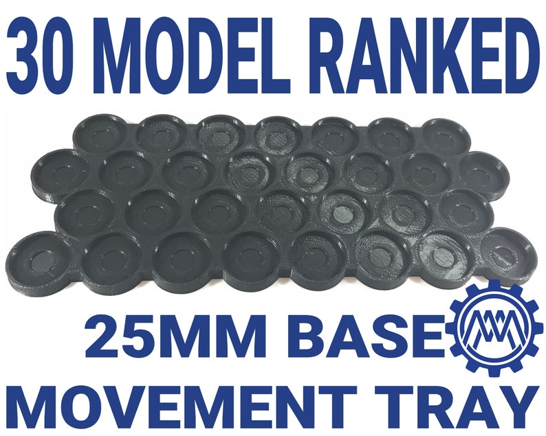 30 model 25mm Base Movement Tray for Miniature Wargames like Warhammer 40K and Age of Sigmar image 3