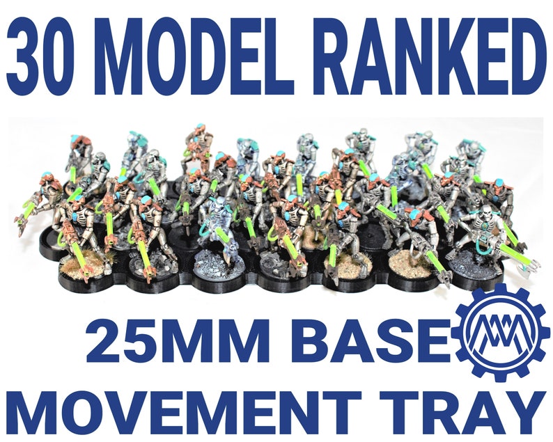 30 model 25mm Base Movement Tray for Miniature Wargames like Warhammer 40K and Age of Sigmar image 1
