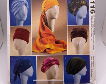 McCall's 4116 Uncut FF Turbans, Headwrap and Hats Sizes S - L