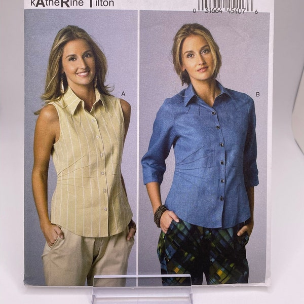 Butterick B6026 Uncut FF Misses Sizes 16 - 24 Fitted Button Front with Front Pin Tucks