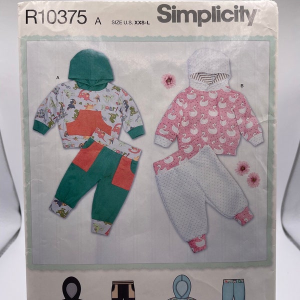 Simplicity R10375 Uncut FF Infant Sizes XXS - L Knit Hoodie Top and Pants