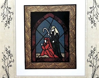 Shepherds Nativity Wall Quilt: Reverse Applique, 25&quot; x 31&quot;