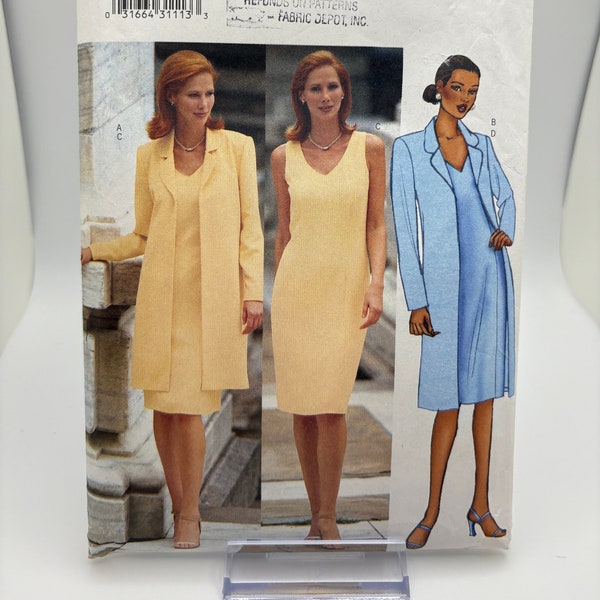 Butterick 6452 Uncut FF Misses Sizes 18-22 A Line Coat Below Hip or Mid-Knee Straight Dress Mid-Knee or Below Mid-Knee