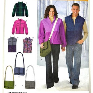 May include: Simplicity sewing pattern number 2480 for a fleece jacket, vest, and bag. The pattern includes instructions for sizes BB, M, L, and XL. The pattern is for women and men.