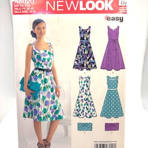 New Look A6020 Dress Sewing Pattern: Fit and Flare, Misses 8-18