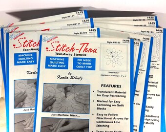 Stitch-Thru Tear Away Stencils for Free Motion Machine Quilting, Various Styles