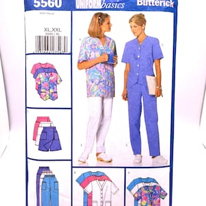 Butterick 5560 Sewing Pattern: Misses XL-XXL Scrubs Dress, Top, Skort, Pants
